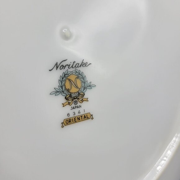 Vtg Noritake Japan Oriental Bamboo Design Dinner Plates Set Of 2 Gold Trim 10.5" - Picture 5 of 10